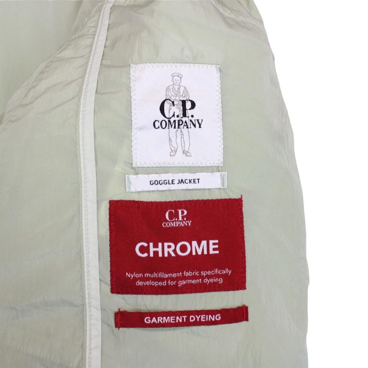 CP Company Pale Green Full Zip Chrome Nylon Garment Dyed Goggle Jacket