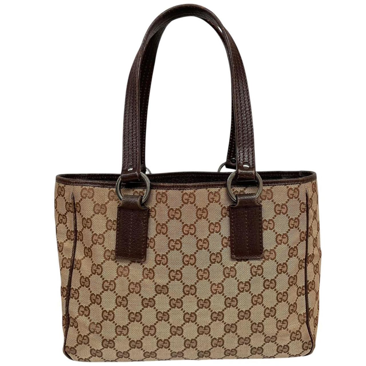 Gucci Beige and Brown GG Monogram Canvas and Leather Tote Bag