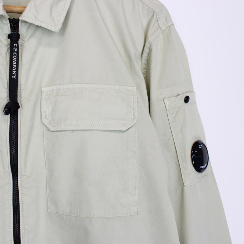 CP Company Beige Full Zip Cotton Lens Overshirt