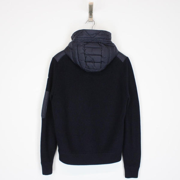 Moncler Navy Blue Full Zip Wool/Down Hooded Tricot Cardigan Jacket