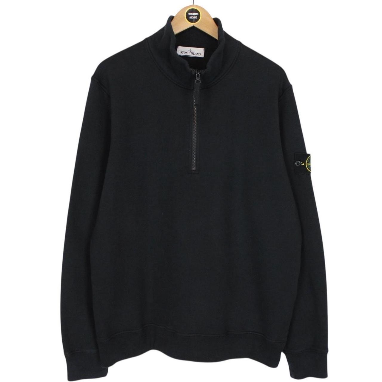 Stone Island AW 2023 Black Cotton 1/4 Zip Sweatshirt Jumper