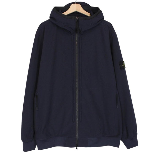 Stone Island SS 2022 Navy Blue Light Soft Shell-R Full Zip Jacket