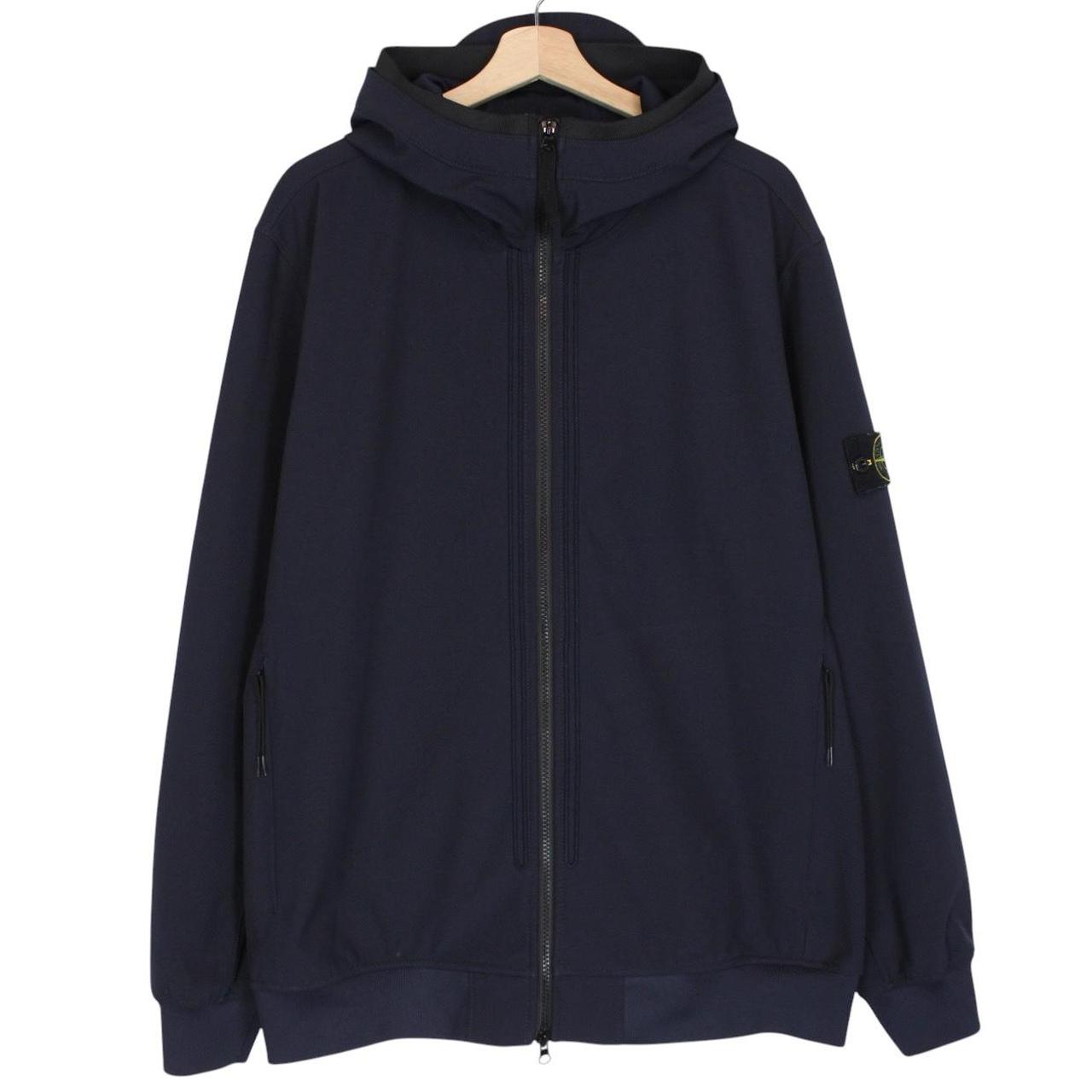 Stone Island SS 2022 Navy Blue Light Soft Shell-R Full Zip Jacket