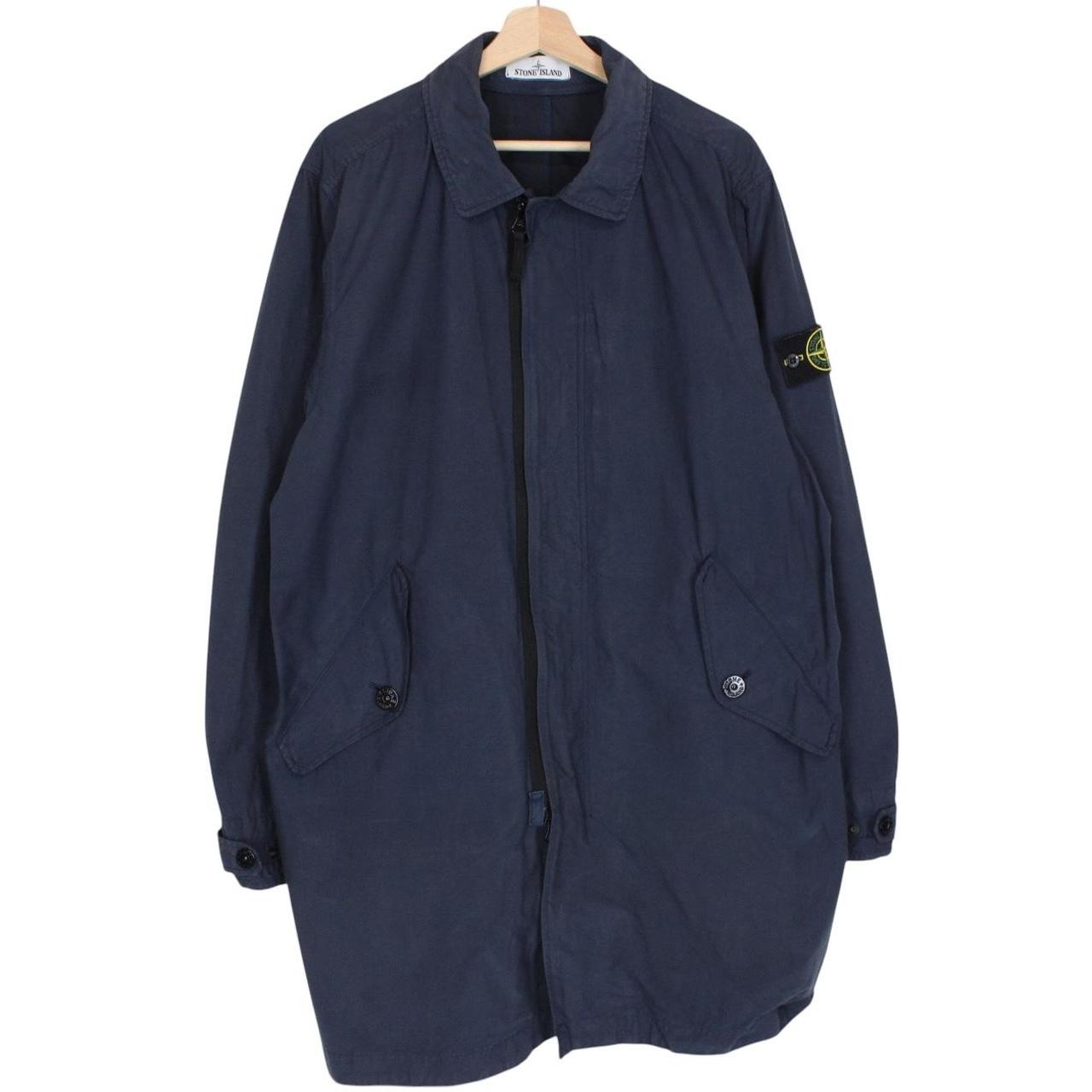 Stone Island SS 2017 Navy Blue Light Cotton Nylon Twill Mac Coat