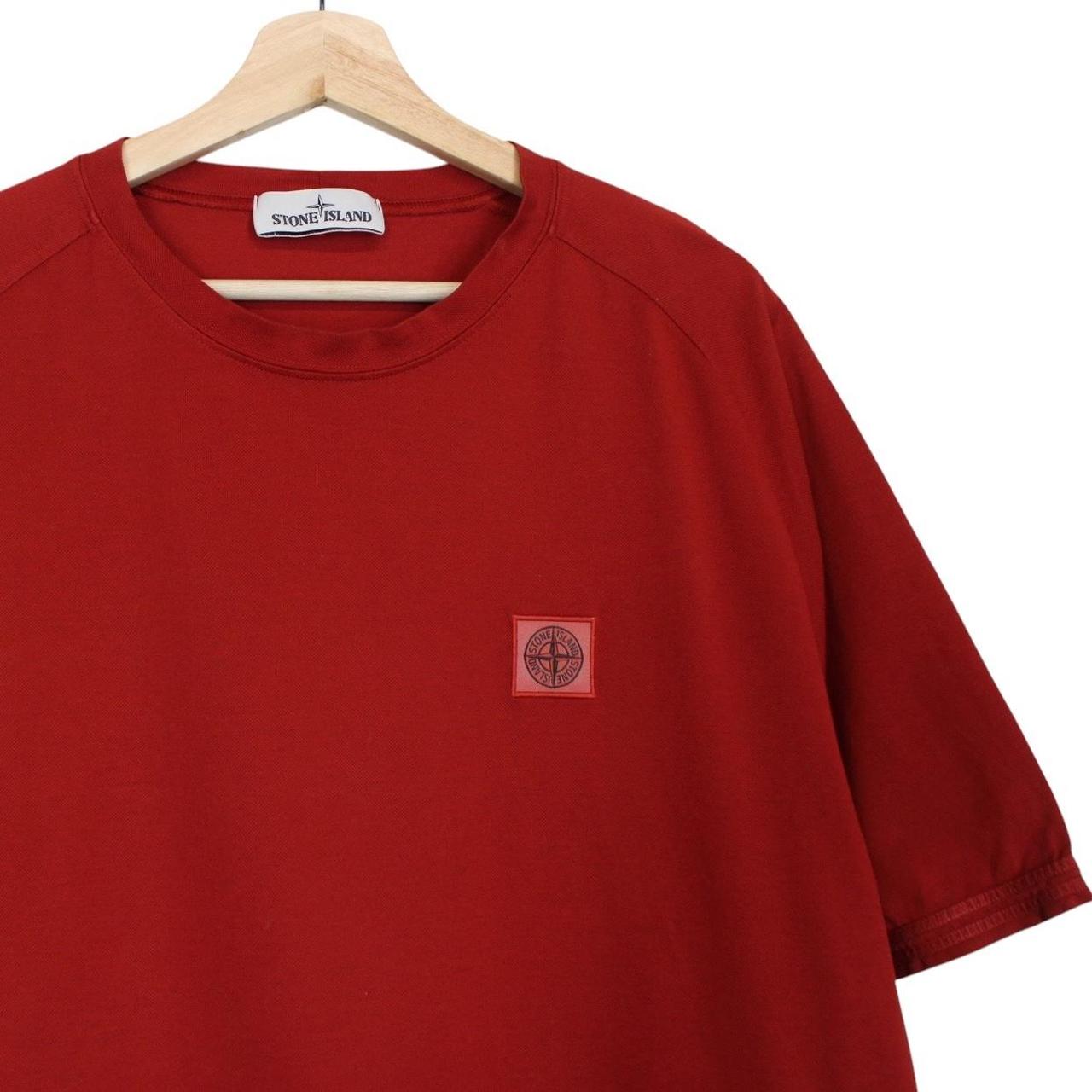 Stone Island SS 2019 Red Short Sleeve Cotton Compass Logo T-Shirt