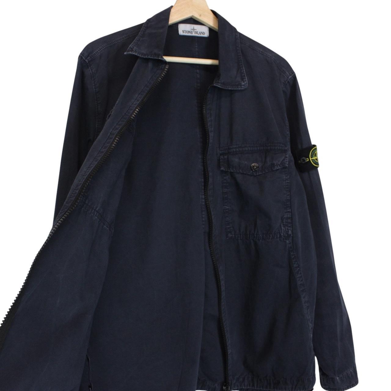 Stone Island AW 2018 Navy Blue Full Zip Cotton Overshirt Jacket