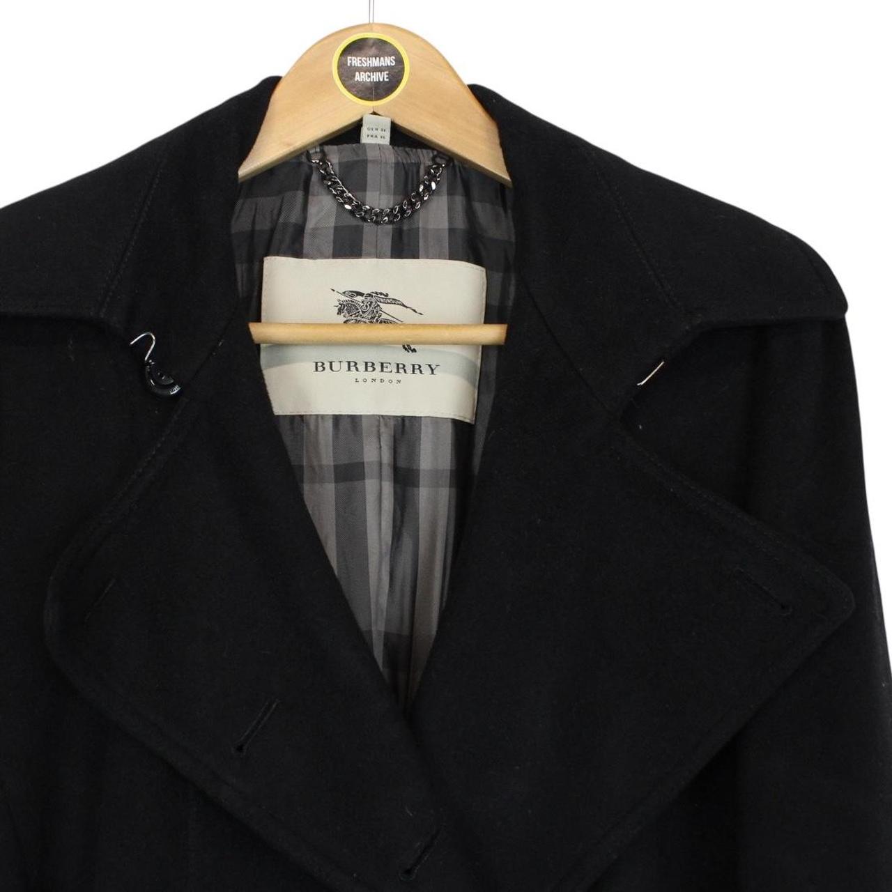 Burberry Black Nova Check Double Breasted Belted Cashmere Wool Trench Coat