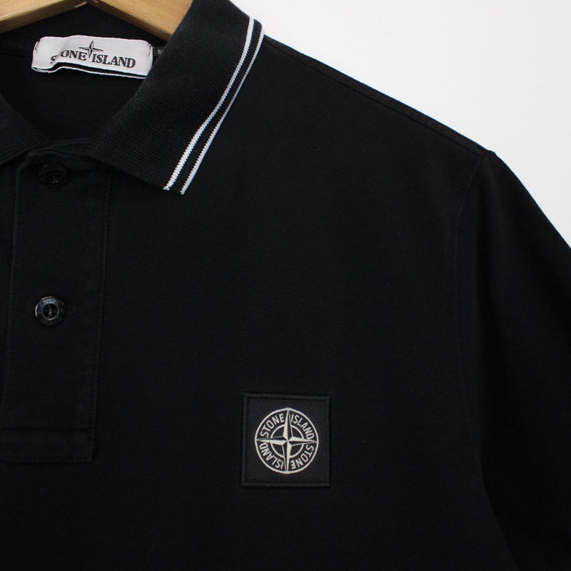 Stone Island Black and White Short Sleeve Compass Polo Shirt