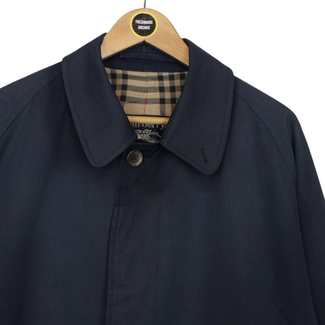 Vintage 80s Burberry Navy Blue Single Breasted Trench Coat