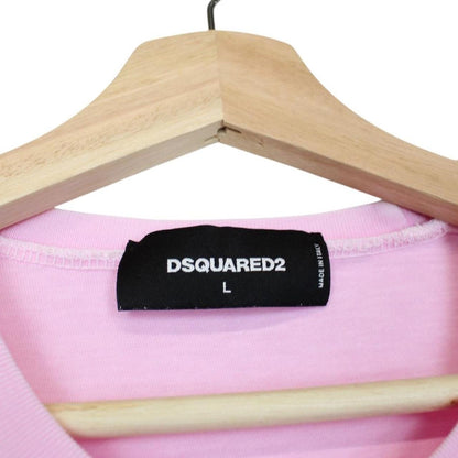 Dsquared2 Pink and Blue Logo Print Short Sleeve T-Shirt