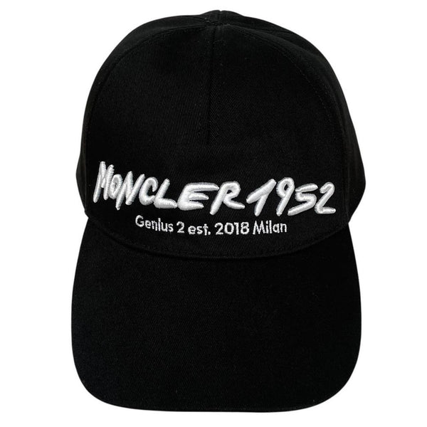 Moncler 1952 Black and White Embroidered Logo Baseball Cap