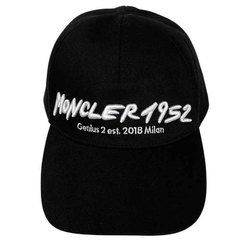 Moncler 1952 Black and White Embroidered Logo Baseball Cap
