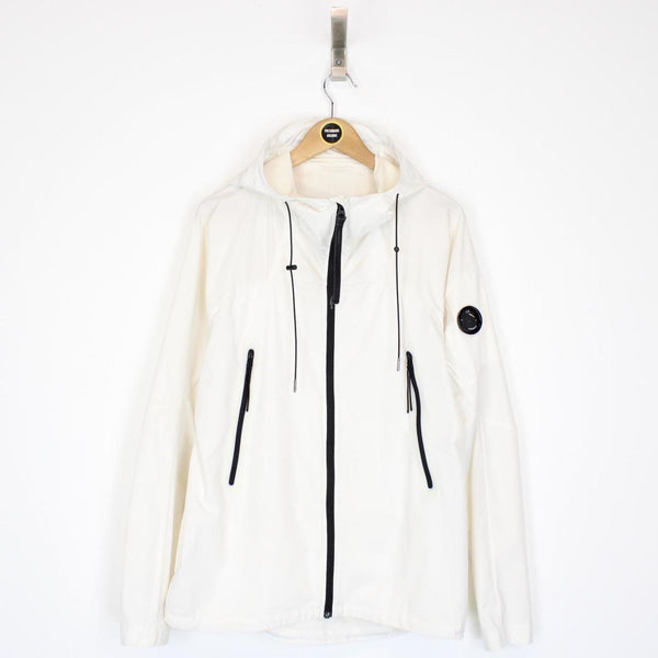 CP Company White and Black Pro-Tek Lens Hooded Jacket