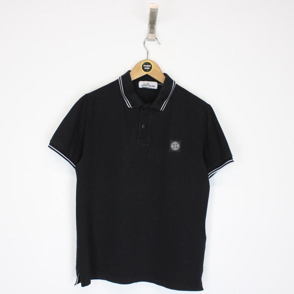 Stone Island Black and White Short Sleeve Compass Polo Shirt