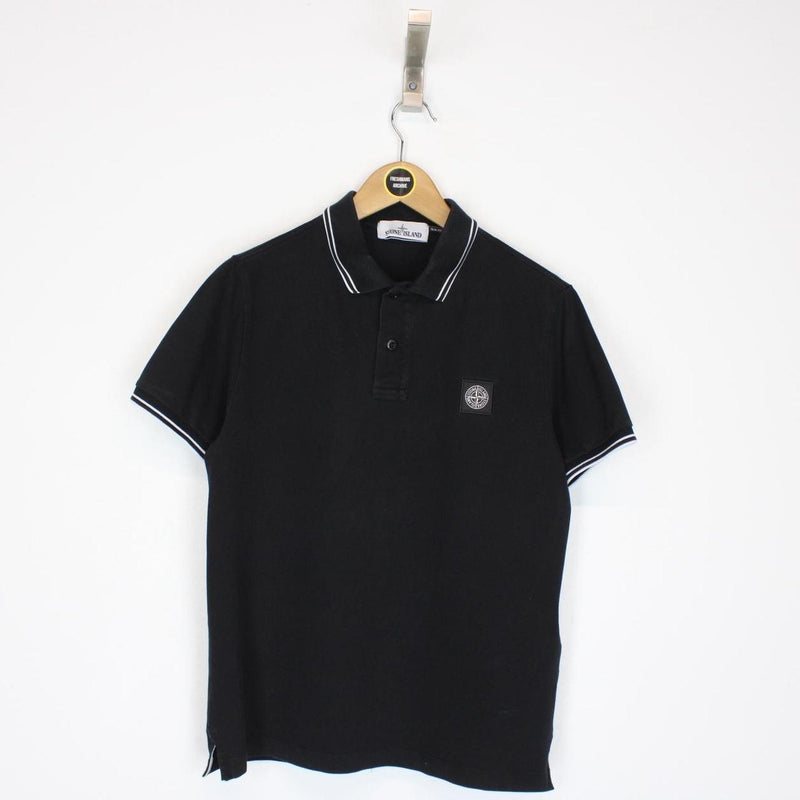 Stone Island Black and White Short Sleeve Compass Polo Shirt