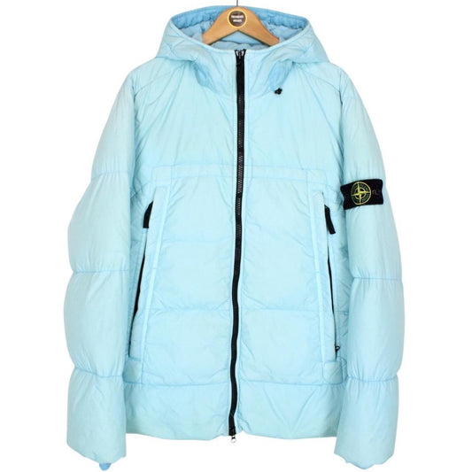 Stone Island AW 2020 Light Blue Garment Dyed Crinkle Reps NY Down Jacket