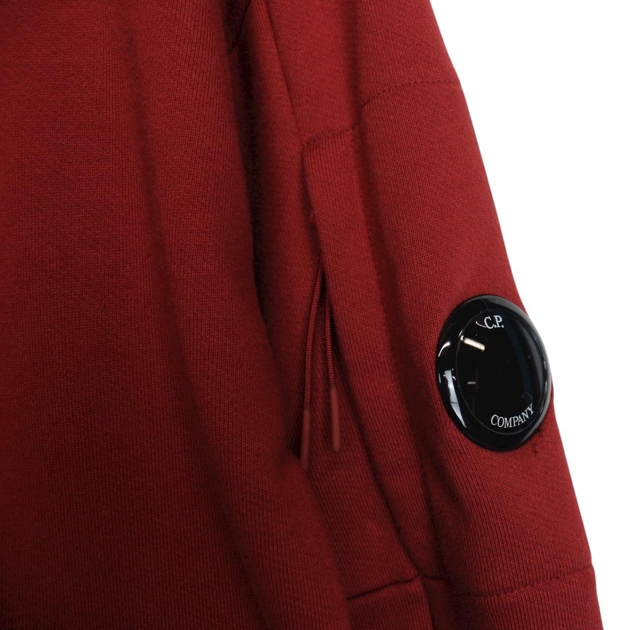CP Company Red Diagonal Raised Fleece Cotton 1/4 Zip Lens Sweatshirt