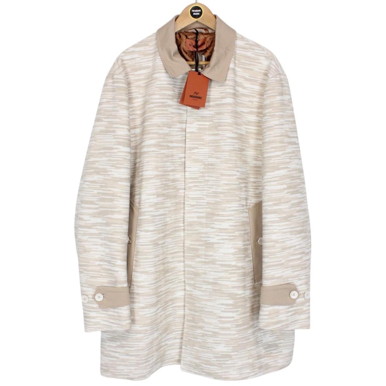Missoni Beige and Cream Button Up Wool/Viscose Knit Trench Coat