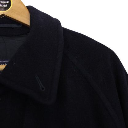 Vintage 90s Burberry Navy Blue Belted Wool Overcoat