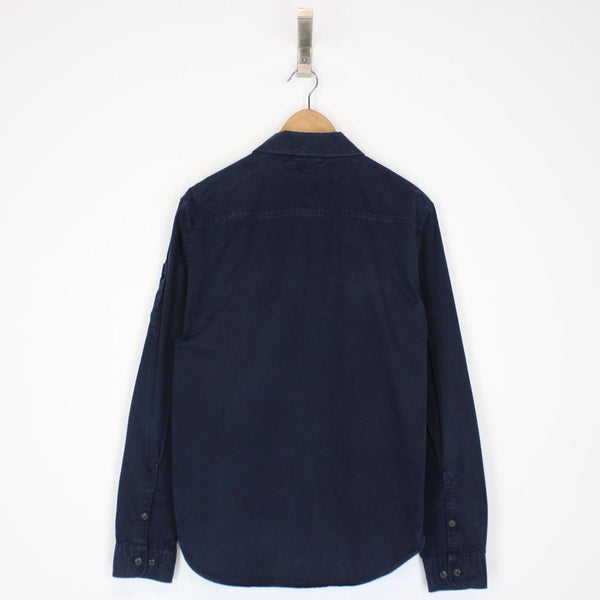 CP Company Navy Blue Full Zip Cotton Lens Overshirt