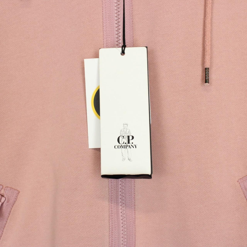CP Company Rose Pink Cotton Full Zip Goggle Hoodie Jumper