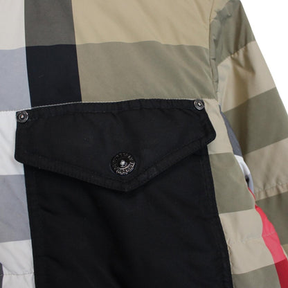 Burberry Tan Brown and Black Nova Check Reversible Hooded Down Jacket
