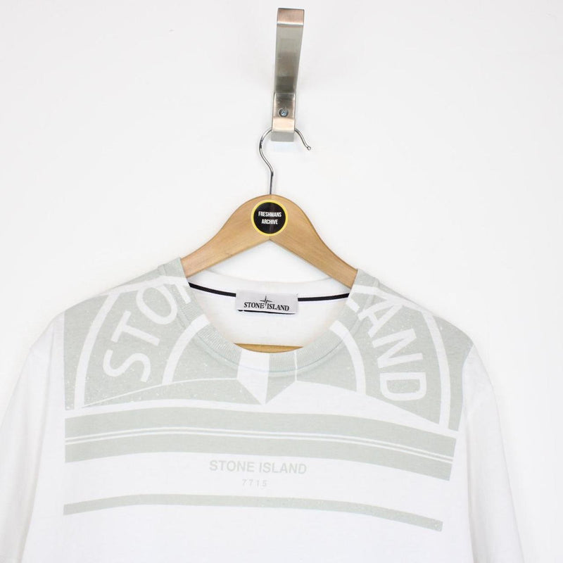 Stone Island AW 2022 White Short Sleeve Logo Print Cotton T-Shirt