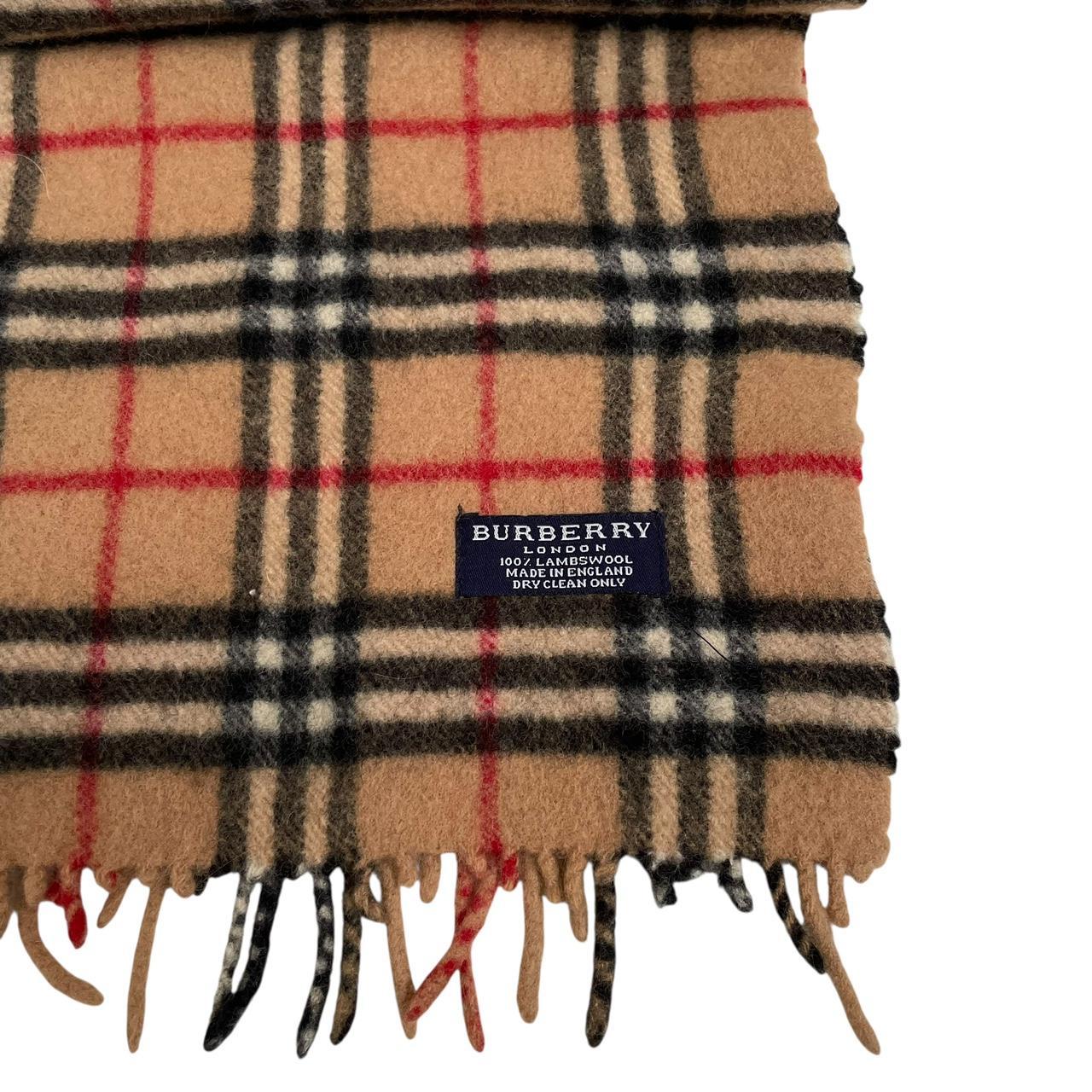Vintage 90s Burberry Beige Nova Check Lambswool Scarf