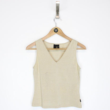 Just Cavalli Gold Sparkly Vest Top