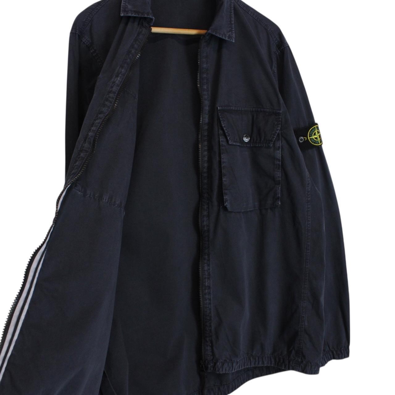 Stone Island AW 2021 Navy Blue Full Zip Cotton Overshirt Jacket