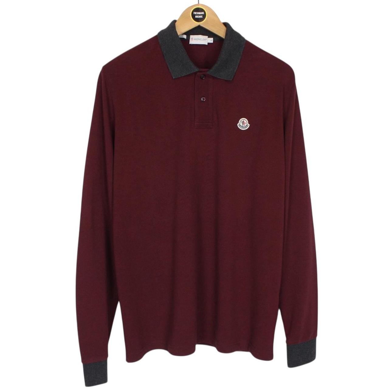 Moncler Maglia Manica Lunga Burgundy Long Sleeve Polo Shirt