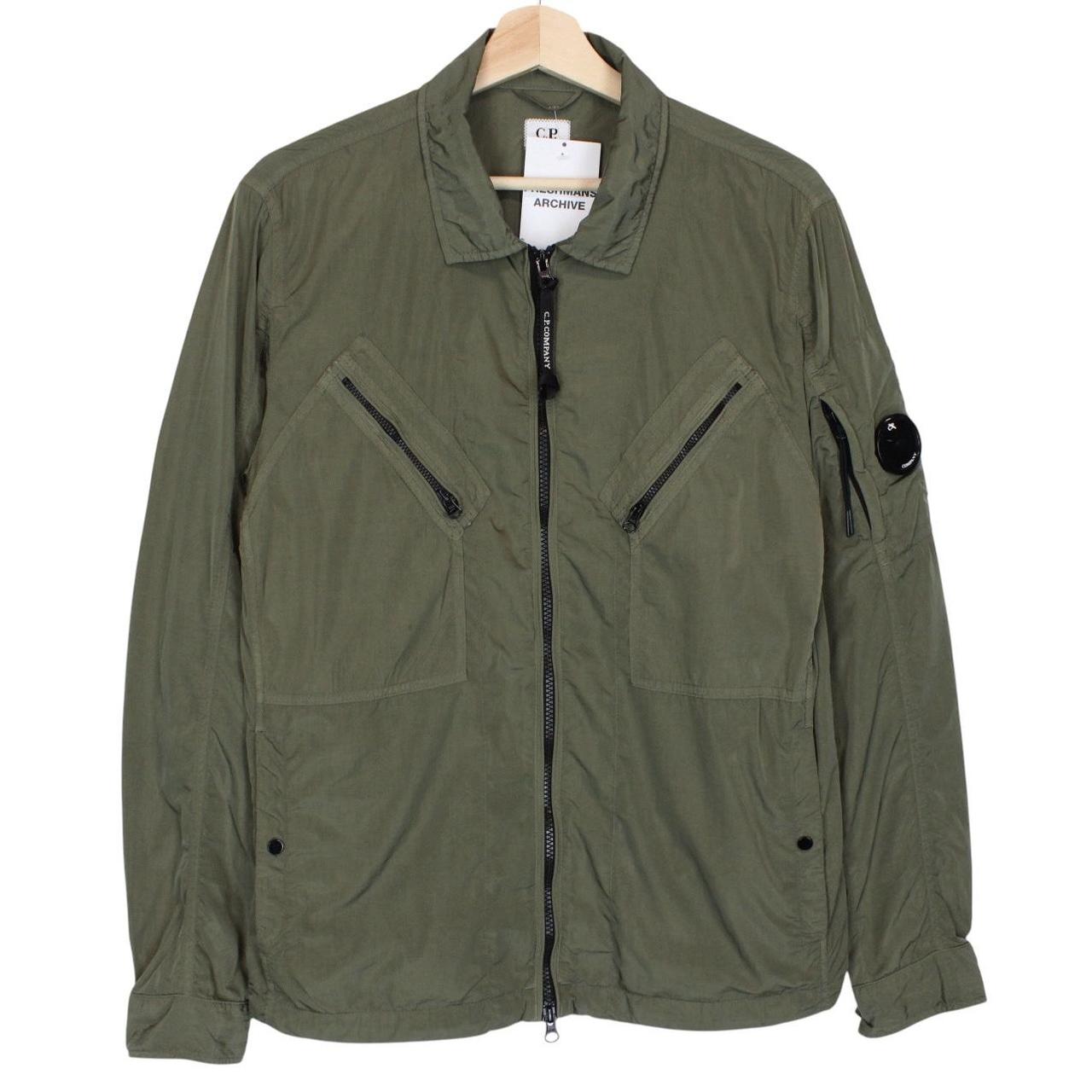 CP Company Khaki Green Chrome Nylon Garment Dyed Lens Overshirt Jacket