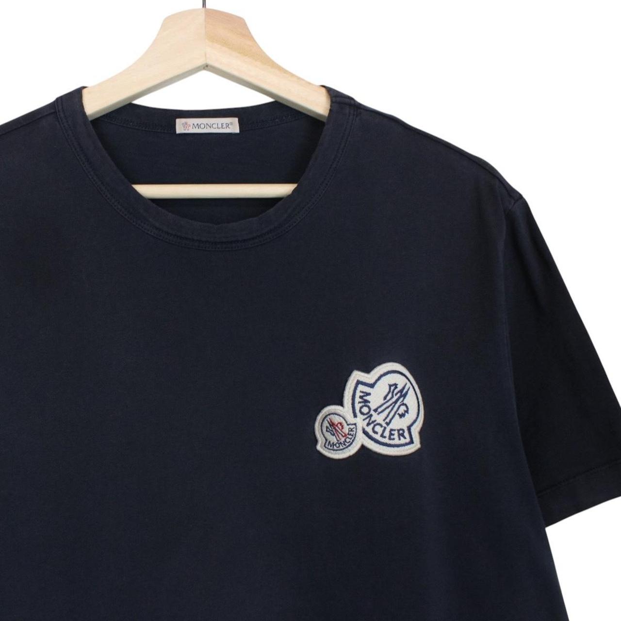 Moncler Maglia Navy Blue Double Logo Short Sleeve T-Shirt