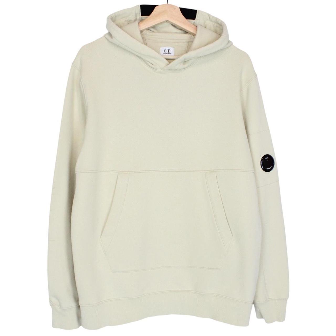 CP Company Beige Lens Cotton Hoodie Jumper