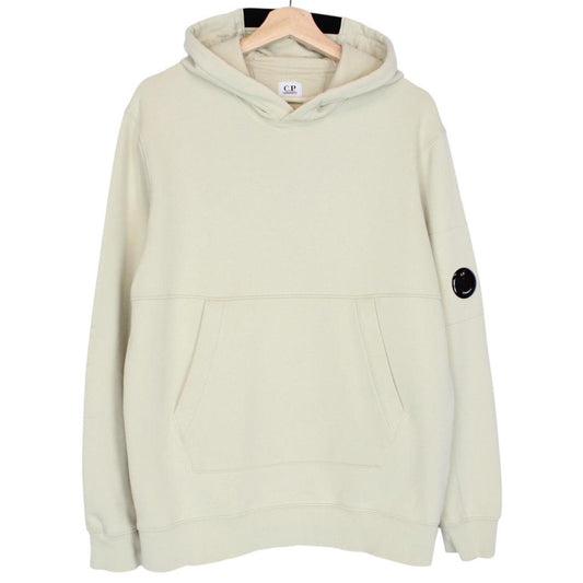 CP Company Beige Lens Cotton Hoodie Jumper