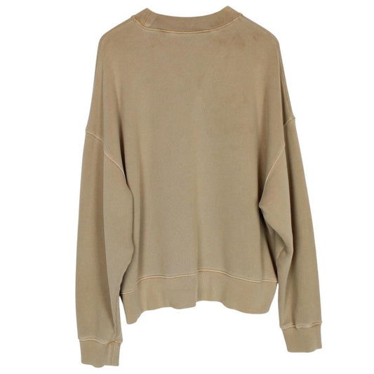 Palm Angels Tan Brown and Black Curved Logo Print Sweatshirt Jumper