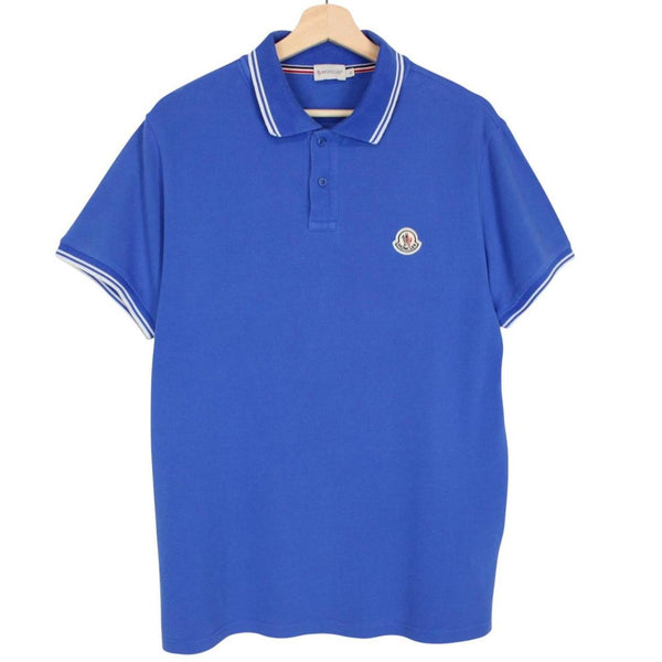 Moncler Maglia Blue Short Sleeve Cotton Polo Shirt