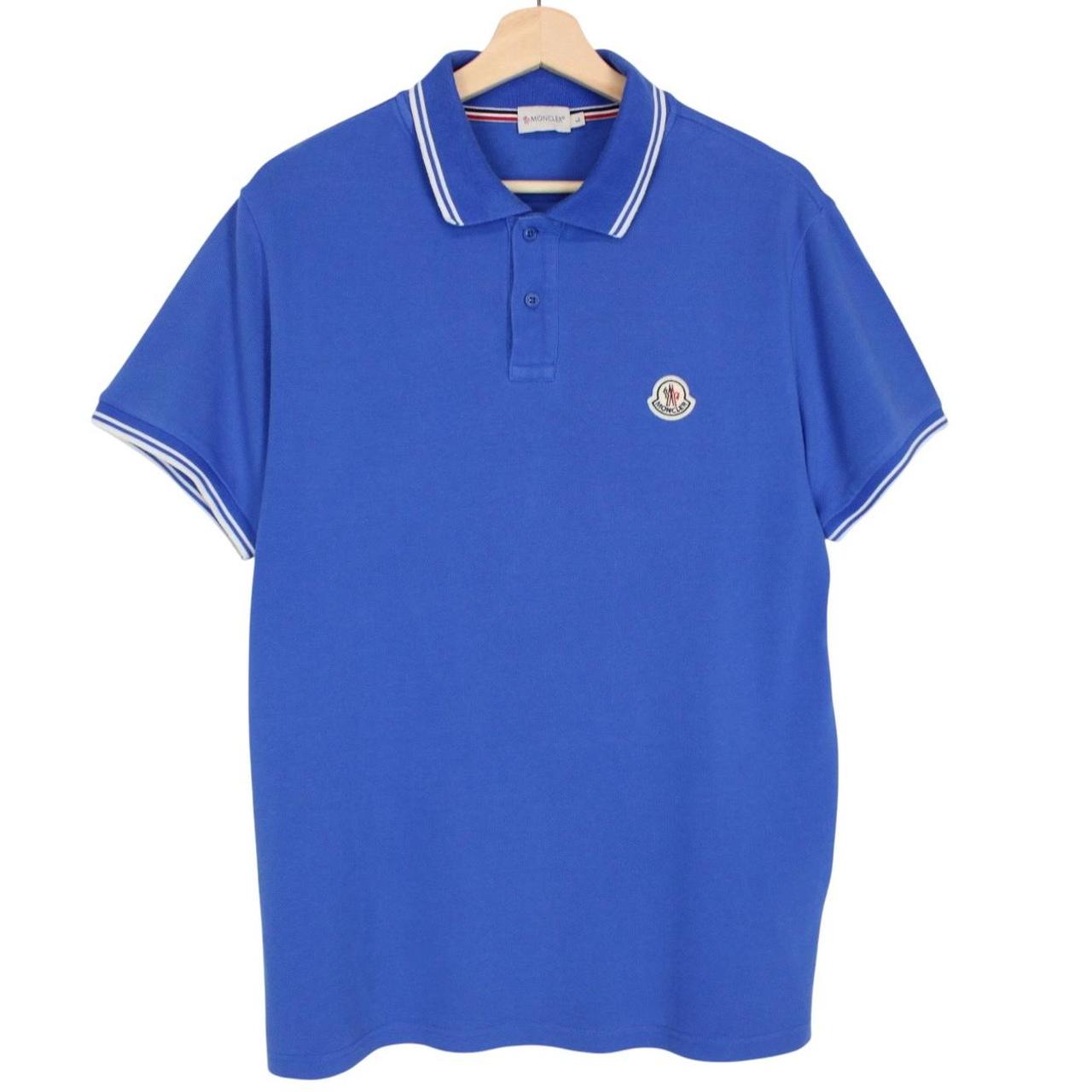 Moncler Maglia Blue Short Sleeve Cotton Polo Shirt