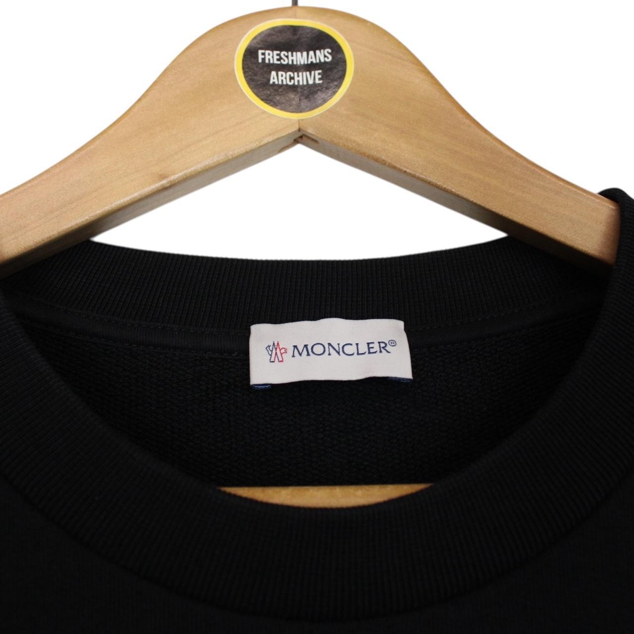 Moncler Black Cotton Logo Embroidered Sweatshirt Jumper