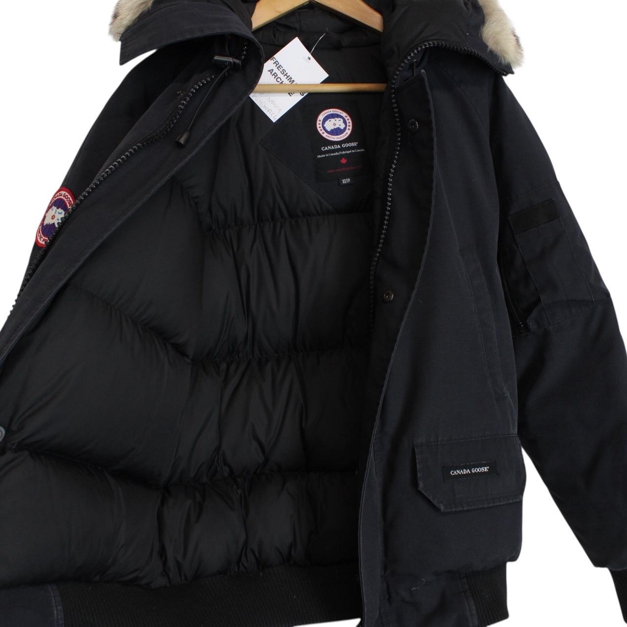 Canada Goose Navy Blue Chilliwack Bomber Down Jacket with Fur Trim