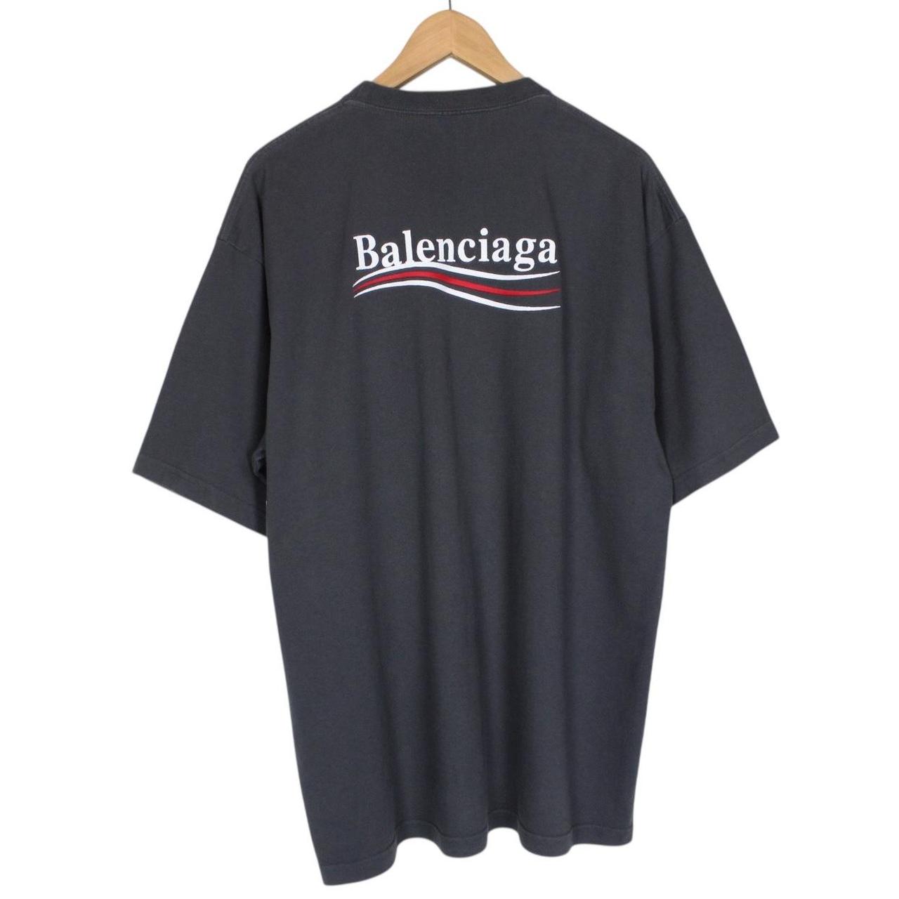 Balenciaga Dark Grey Political Campaign Logo Short Sleeve Cotton T-Shirt