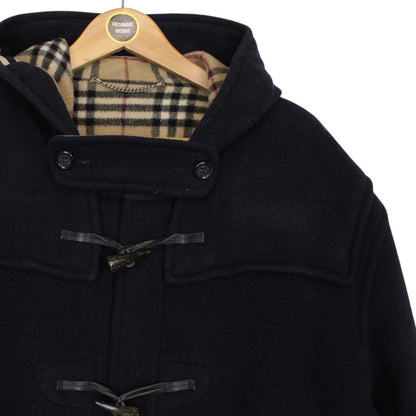 Vintage Burberry London Navy Blue Nova Check Wool Duffle Coat