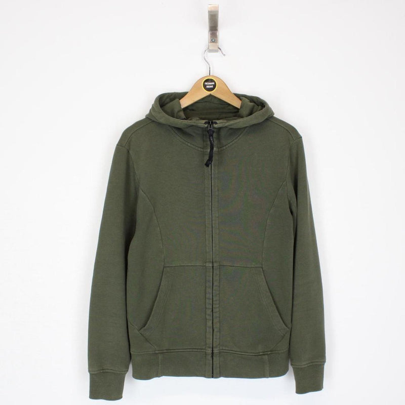 CP Company Green Cotton Full Zip Goggle Hoodie Jumper