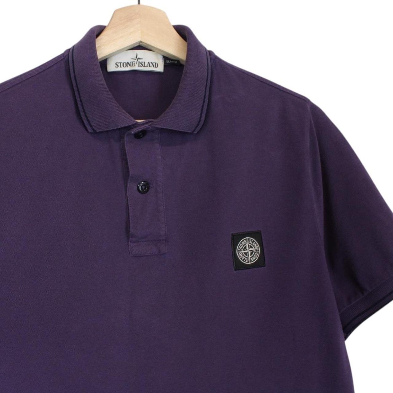Stone Island Purple Short Sleeve Compass Cotton Polo Shirt