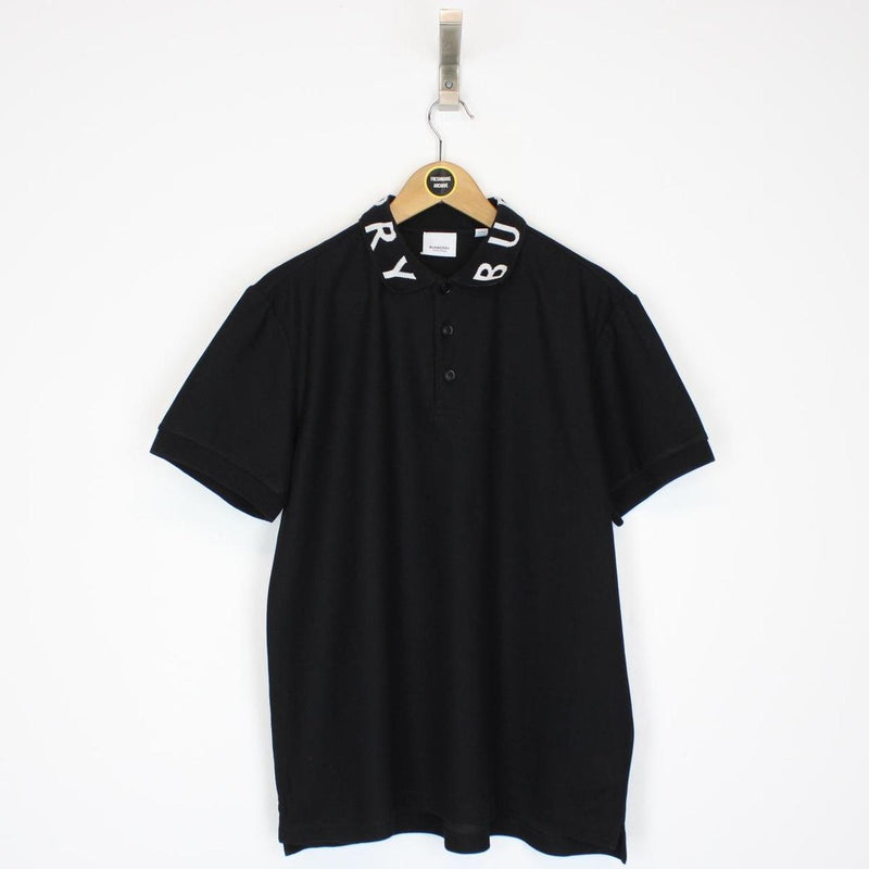 Burberry Ryland Black and White Short Sleeve Cotton Polo Shirt
