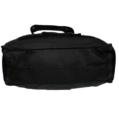 Stone Island black nylon tote bag with logo patch and crossbody strap.