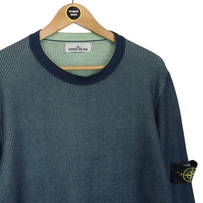 Stone Island SS 2018 Blue Bicolour Cotton Knit Jumper