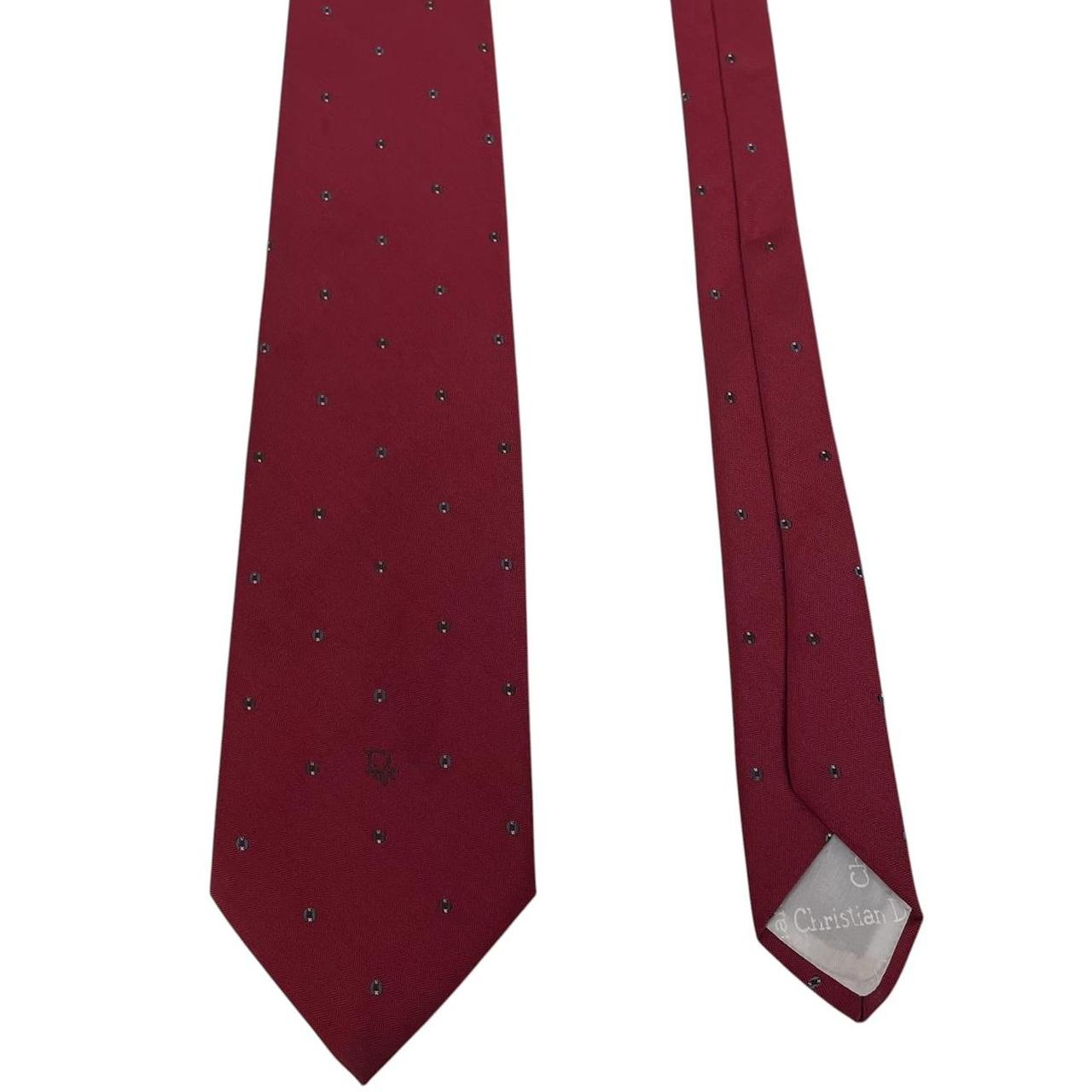 Vintage Christian Dior Burgundy Logo Polyester/Silk Tie