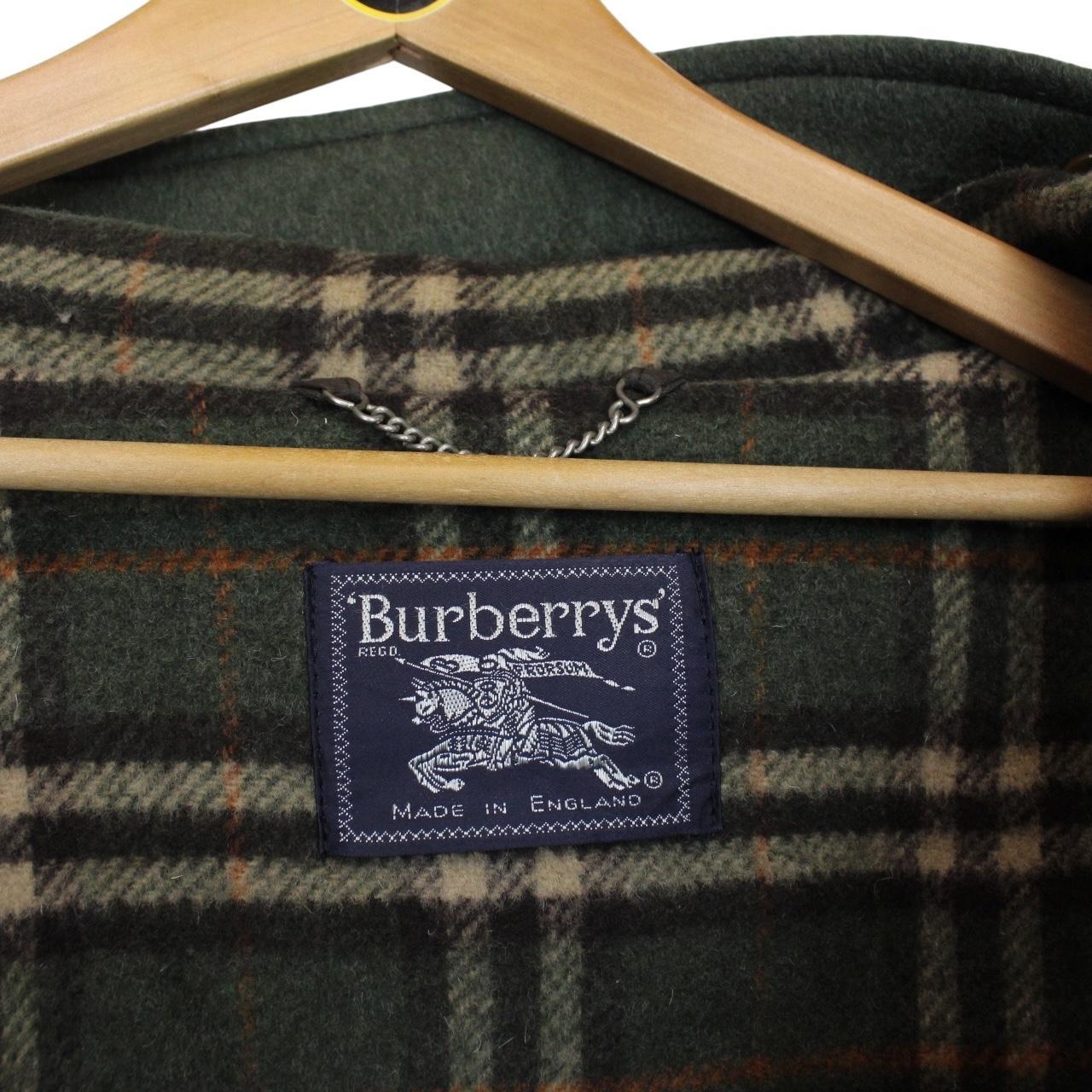 Vintage 90s Burberry Green Nova Check Wool Duffle Coat