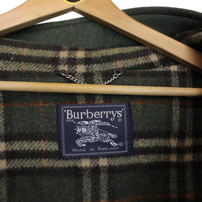 Vintage 90s Burberry Green Nova Check Wool Duffle Coat